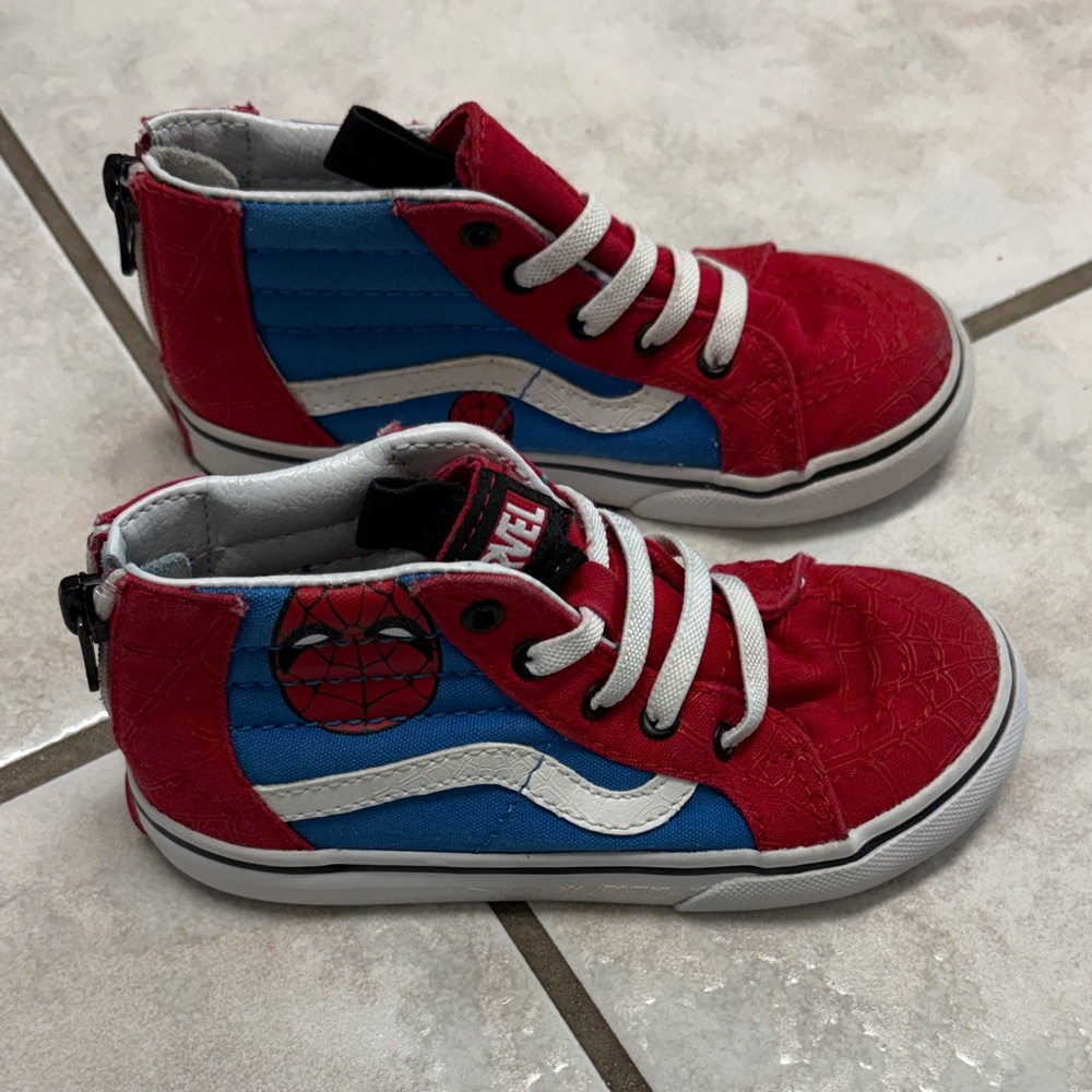 Vans Kids Red and Blue High-Top Sneakers
